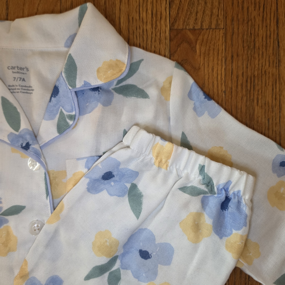 Carter's Floral Cotton Pajama Set Girls Size 7